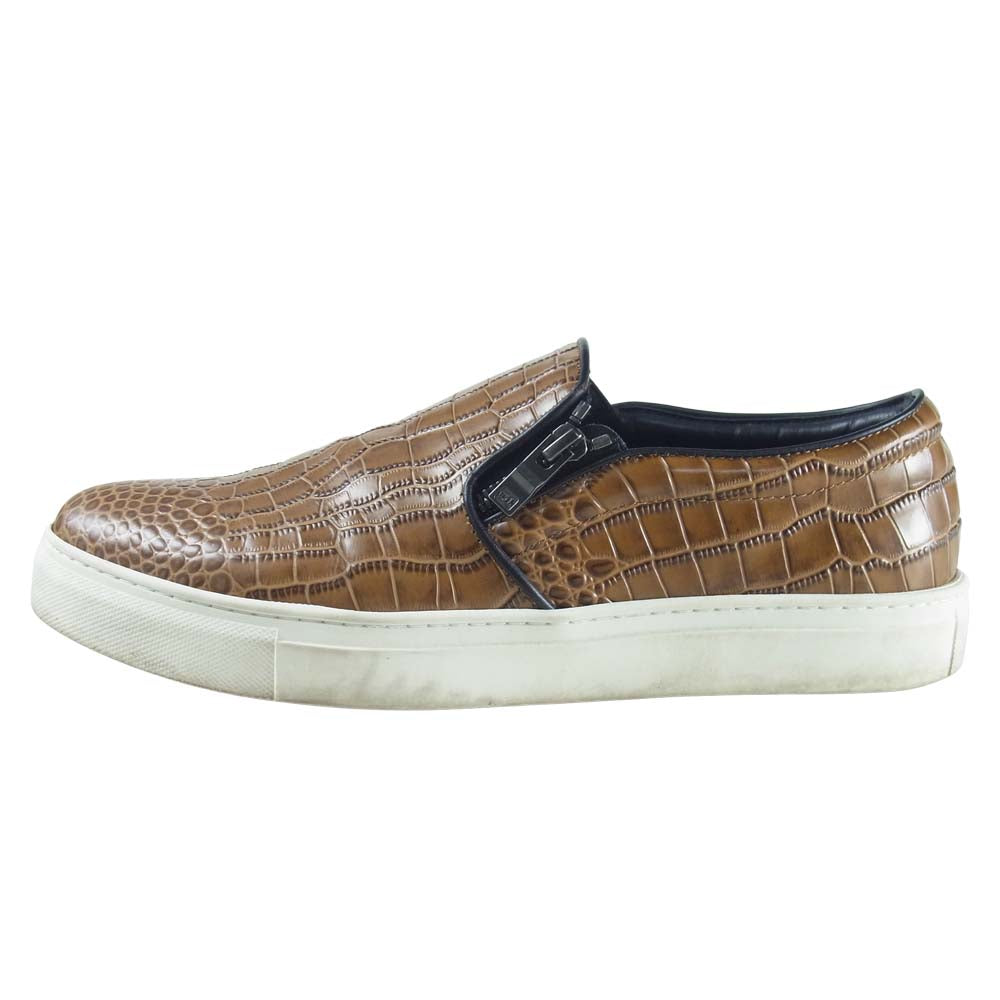 wjk ダブルジェイケイ 8037bt24e crocodile embossing zip slip on スリッポン ブラウン系 42【中古】