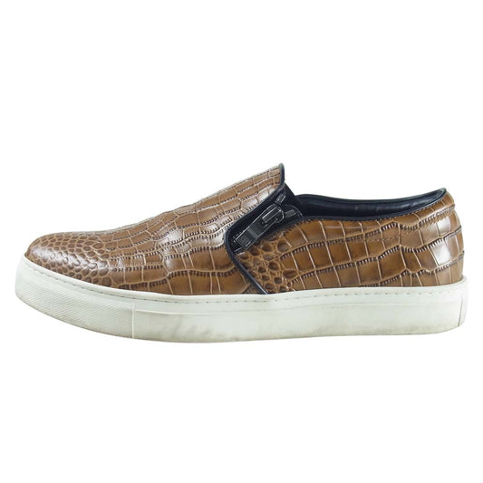 wjk ダブルジェイケイ 8037bt24e crocodile embossing zip slip on スリッポン ブラウン系 42【中古】