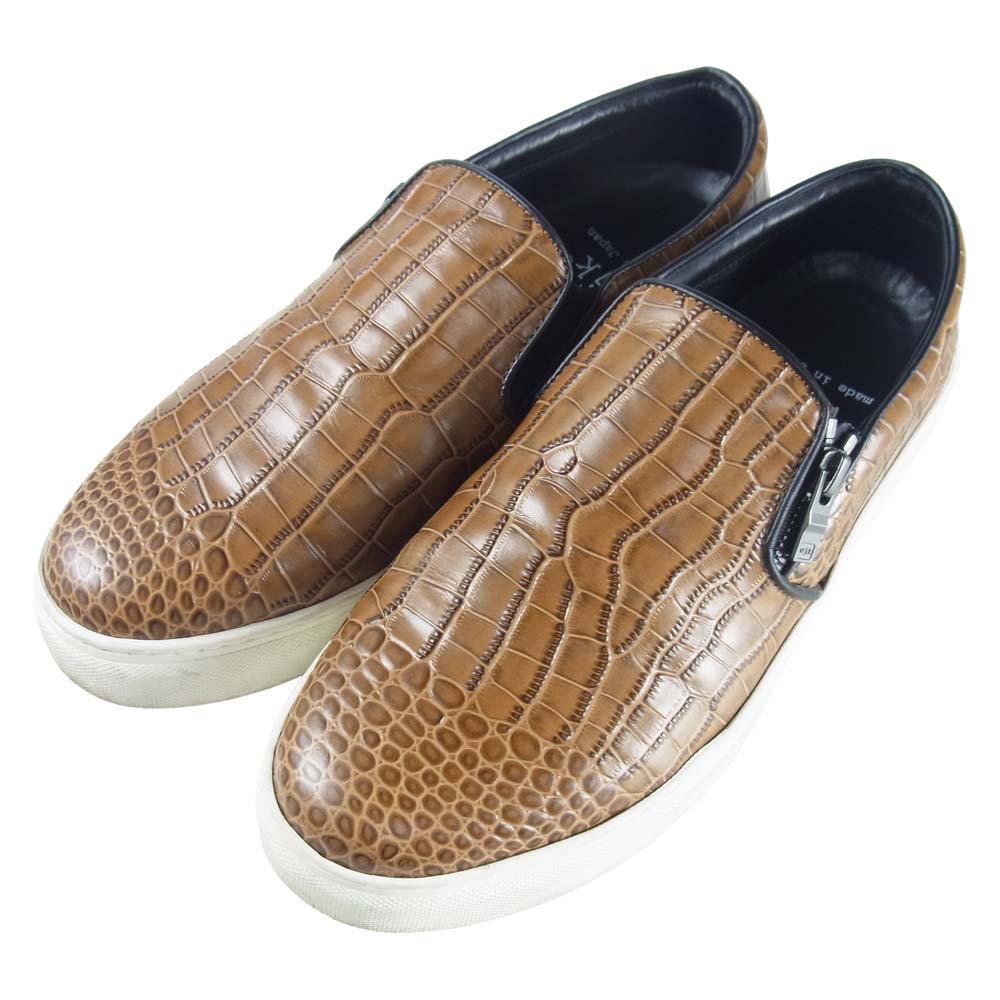 wjk ダブルジェイケイ 8037bt24e crocodile embossing zip slip on スリッポン ブラウン系 42【中古】