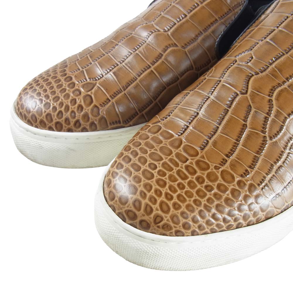 wjk ダブルジェイケイ 8037bt24e crocodile embossing zip slip on スリッポン ブラウン系 42【中古】