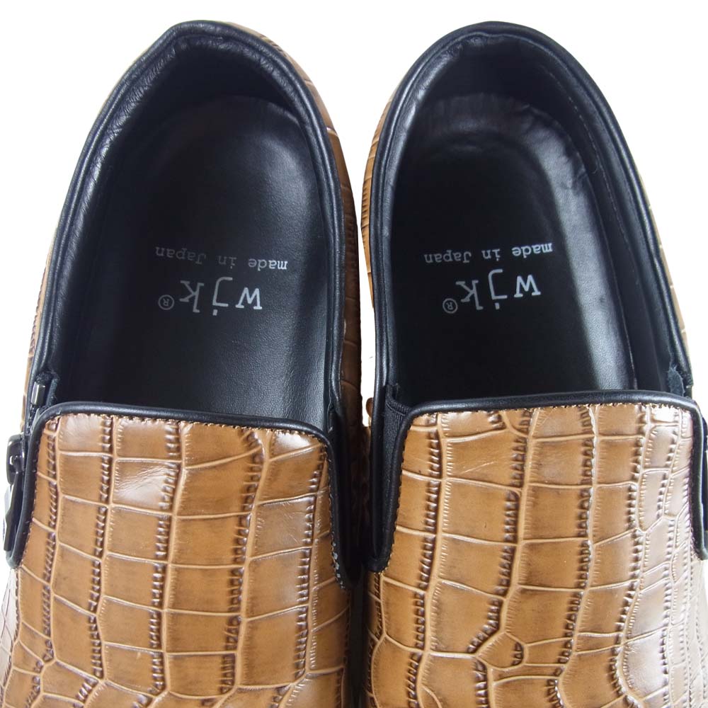 wjk ダブルジェイケイ 8037bt24e crocodile embossing zip slip on スリッポン ブラウン系 42【中古】