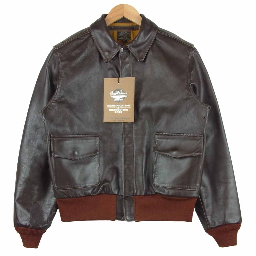 Buzz Rickson's バズリクソンズ BR80563 Type A-2 赤リブ 馬革 レザー フライト ジャケット ダークブラウン系 40【中古】