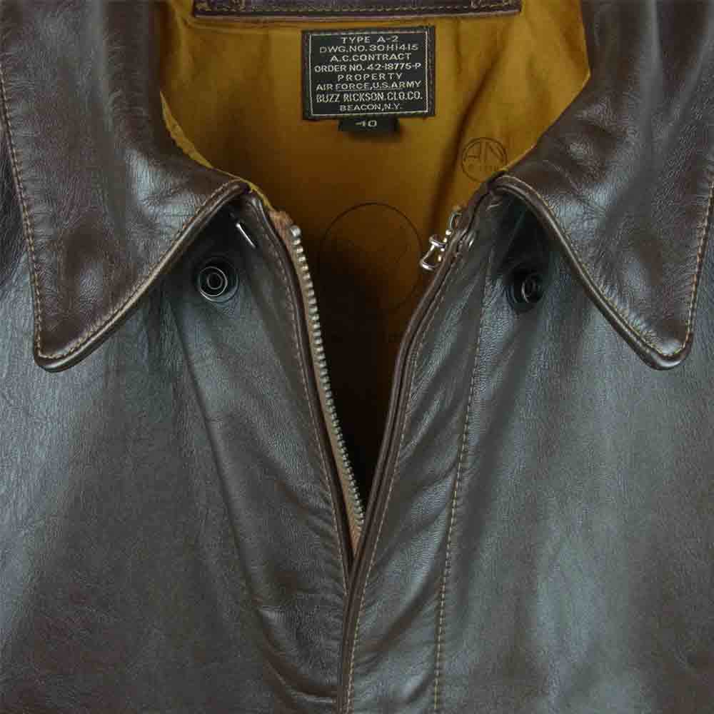 Buzz Rickson's バズリクソンズ BR80563 Type A-2 赤リブ 馬革 レザー フライト ジャケット ダークブラウン系 40【中古】