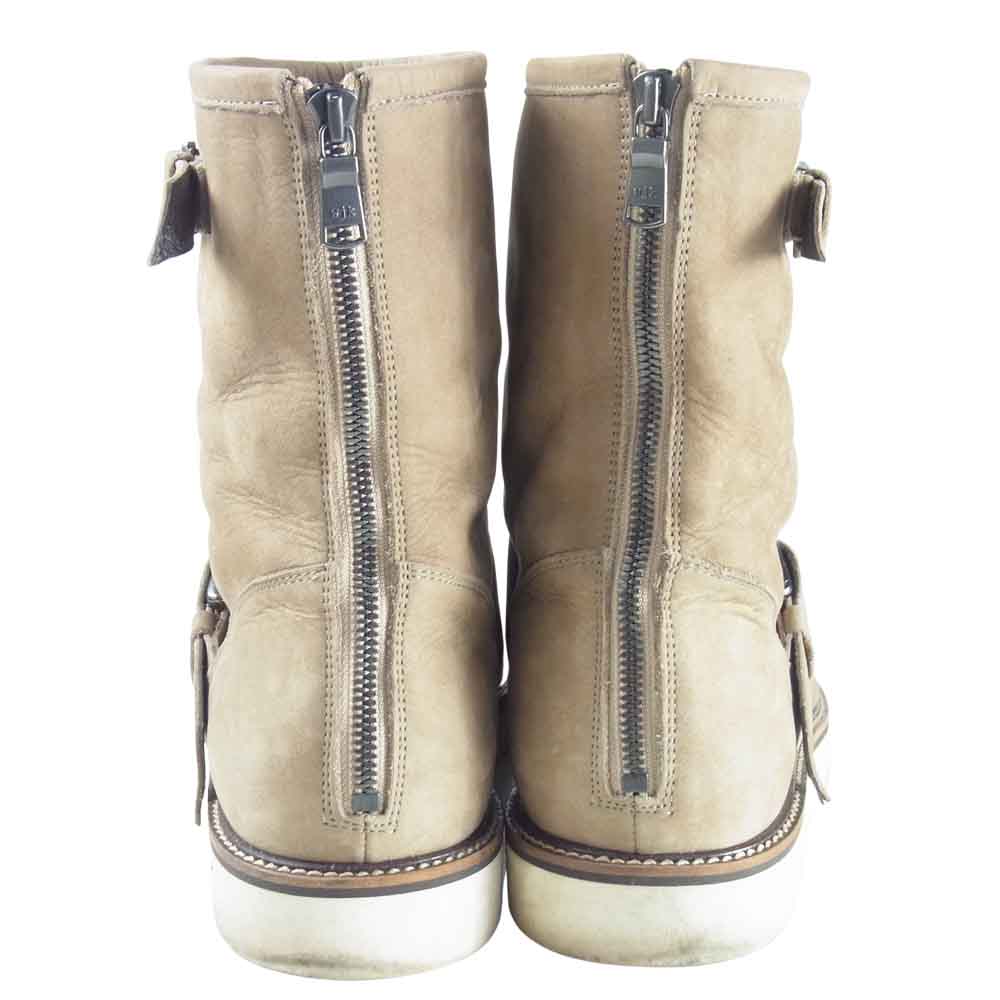 wjk ダブルジェイケイ 8805 MOUTON COW SUEDE ZIP エンジニア ブーツ スウェード ベージュ系 42【中古】