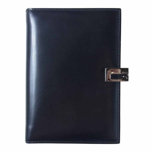 GUCCI グッチ システム手帳 レザー 手帳カバー イタリア製 レザーカバー ブラック系【美品】【中古】