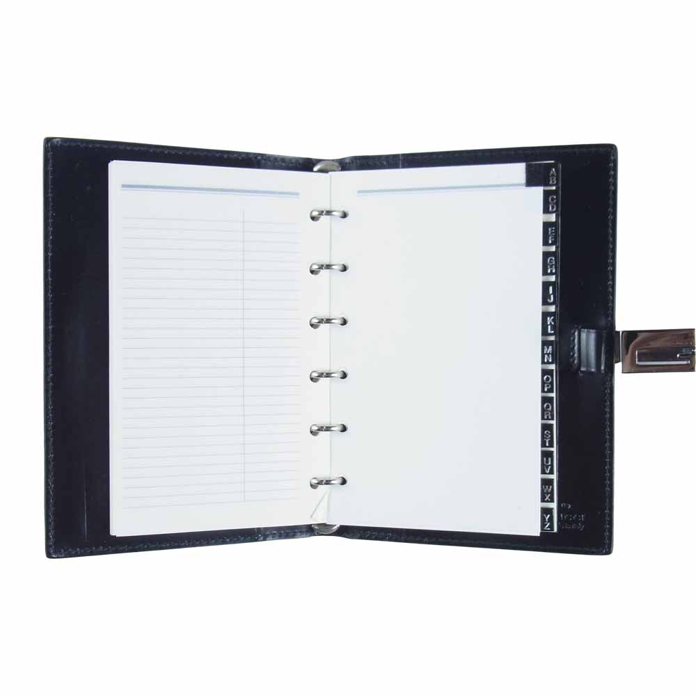 GUCCI グッチ システム手帳 レザー 手帳カバー イタリア製 レザーカバー ブラック系【美品】【中古】