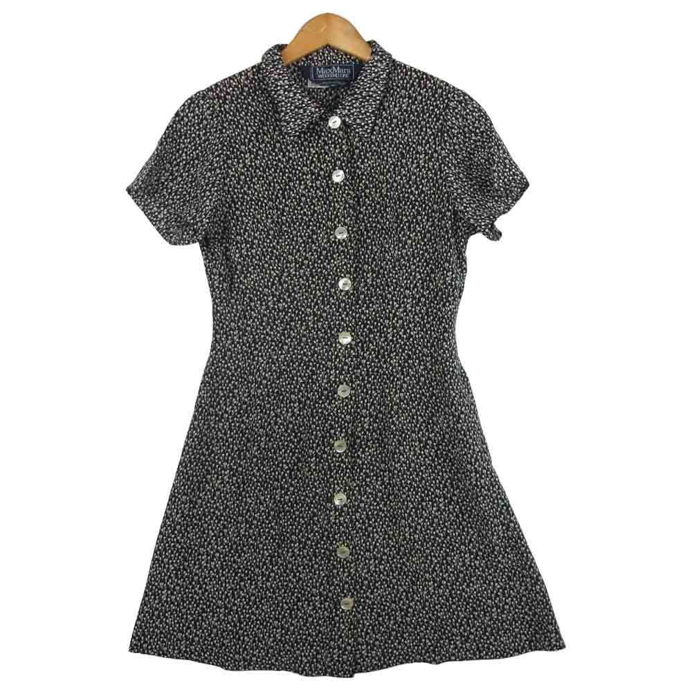 MAX MARA マックスマーラ WEEKEND LINE ウィークエンドライン シャツ ワンピース シルク100％ ブラック系 ベージュ系 38【中古】
