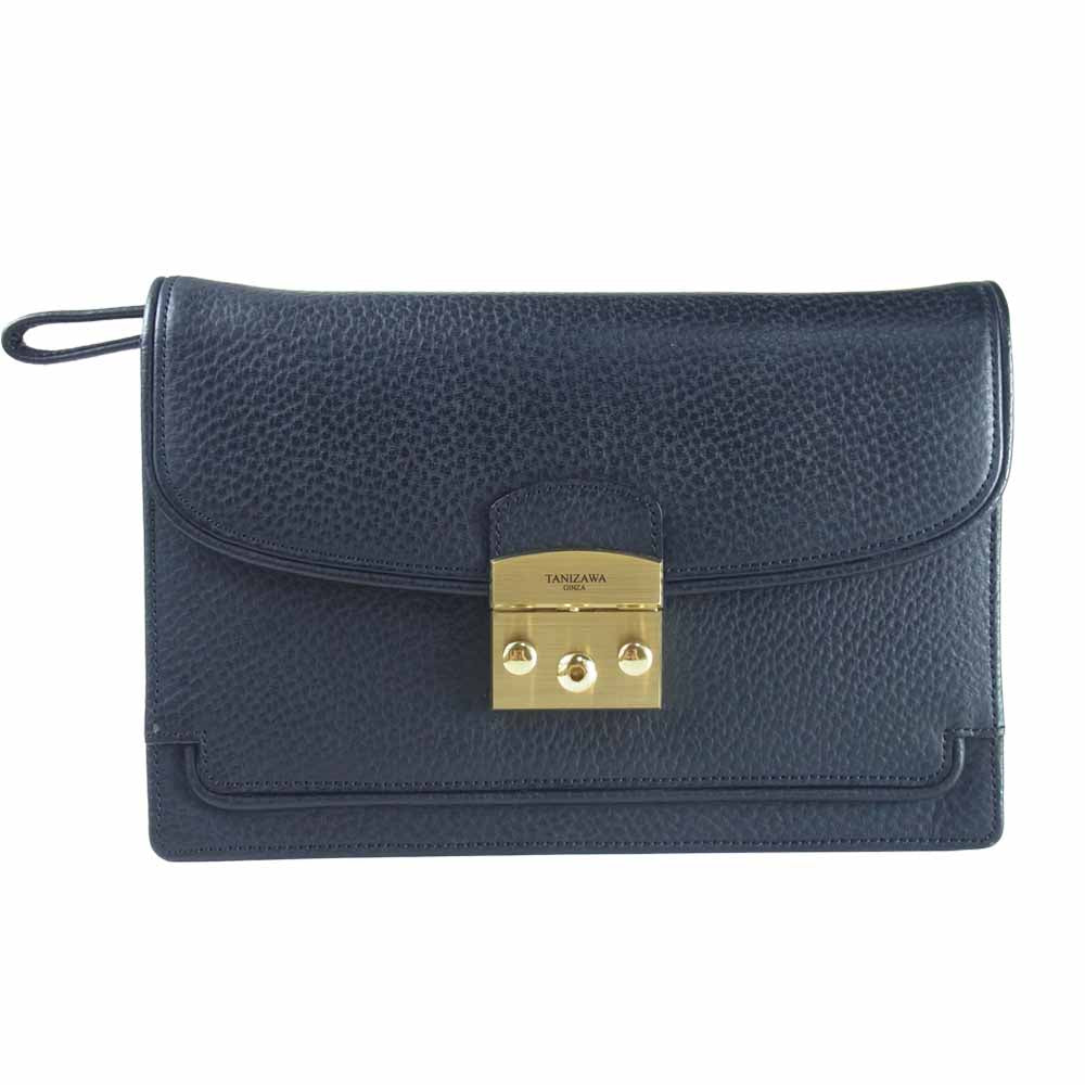 銀座タニザワ レザー セカンドバッグ セカンド バッグ クラッチ 6539 ブラック系【美品】【中古】