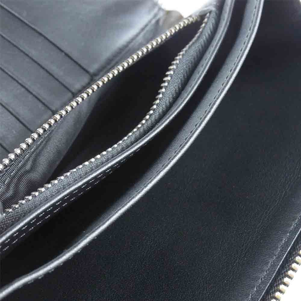 Santoni サントーニ レザー ラウンドファスナー 長財布 ウォレット イタリア製 ブラック系【中古】