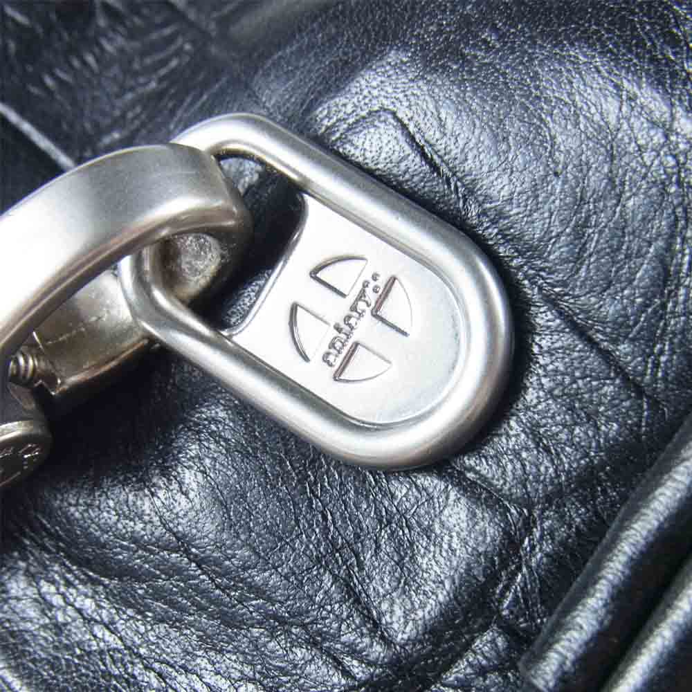 aniary アニアリ 2 Zip クロコ型押し レザー ワンショルダーバッグ ボディバッグ ブラック系【中古】