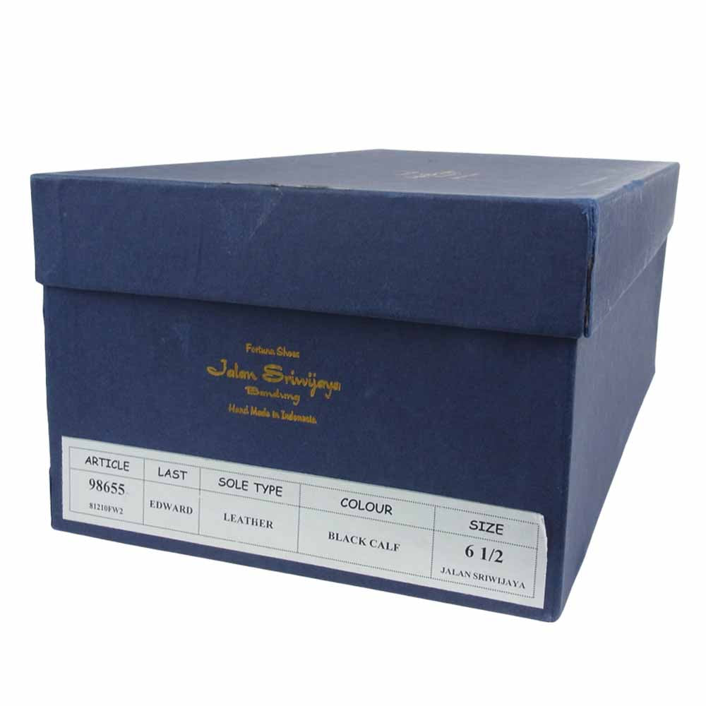 JALAN SRIWIJAYA ジャランスリウァヤ 98655 キャップトゥ ストレートチップ シューズ レザーソール カーフレザー ブラック系 6.5【極上美品】【中古】