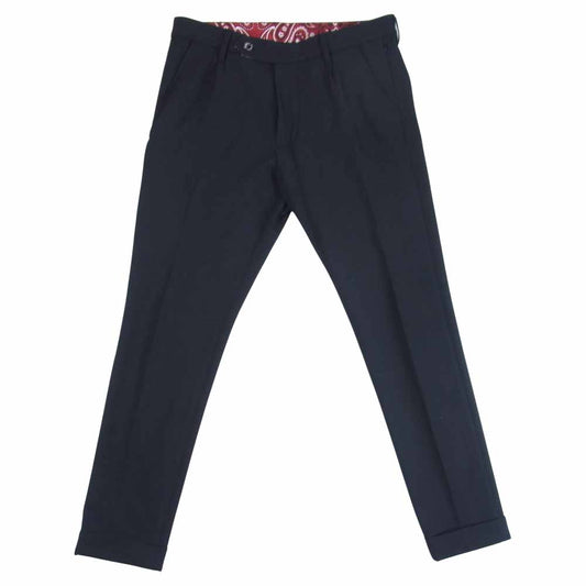 ウノピゥウノウグァーレトレ MRP249 裏地ペイズリー柄 スラックスパンツ トラウザーズ パンツ ブラック系 M【中古】