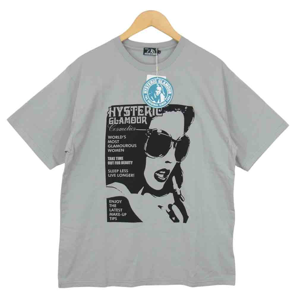 HYSTERIC GLAMOUR ヒステリックグラマー 21SS 02211CT31 HYS COSMETICS プリント Tシャツ グレー系 L【新古品】【未使用】【中古】