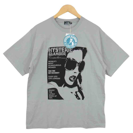 HYSTERIC GLAMOUR ヒステリックグラマー 21SS 02211CT31 HYS COSMETICS プリント Tシャツ グレー系 L【新古品】【未使用】【中古】