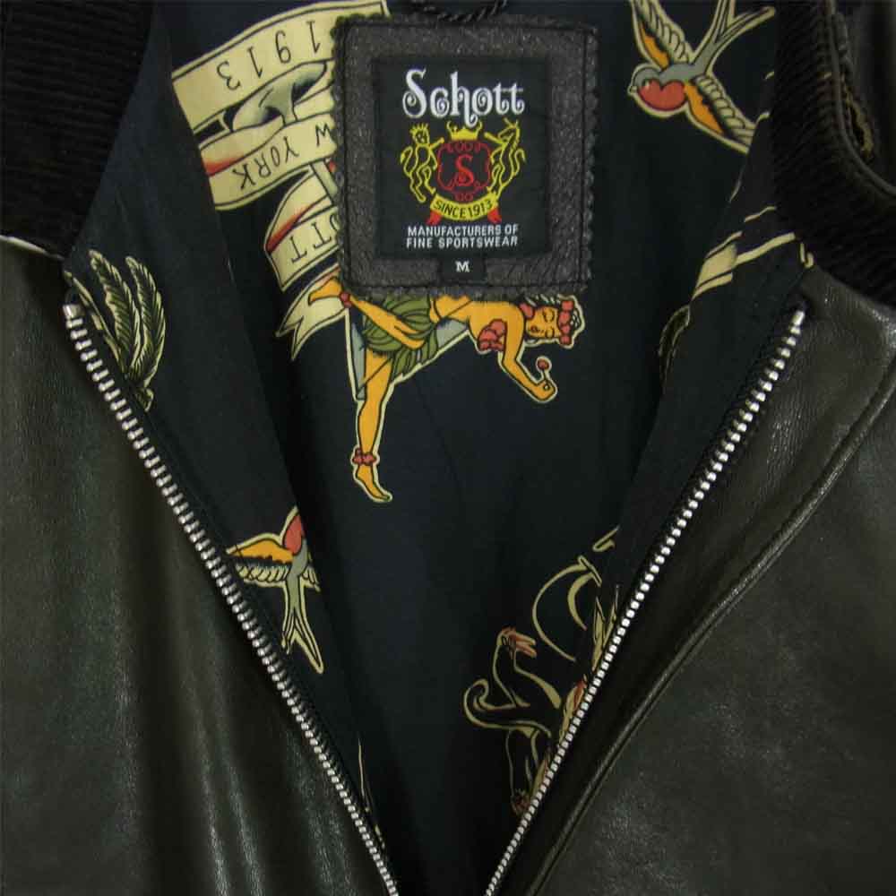 schott ショット 3191050 C.R.J HAWAIIAN LINING クラシック レーサー ジャケット シープスキン ライダース ブラック系 M【中古】