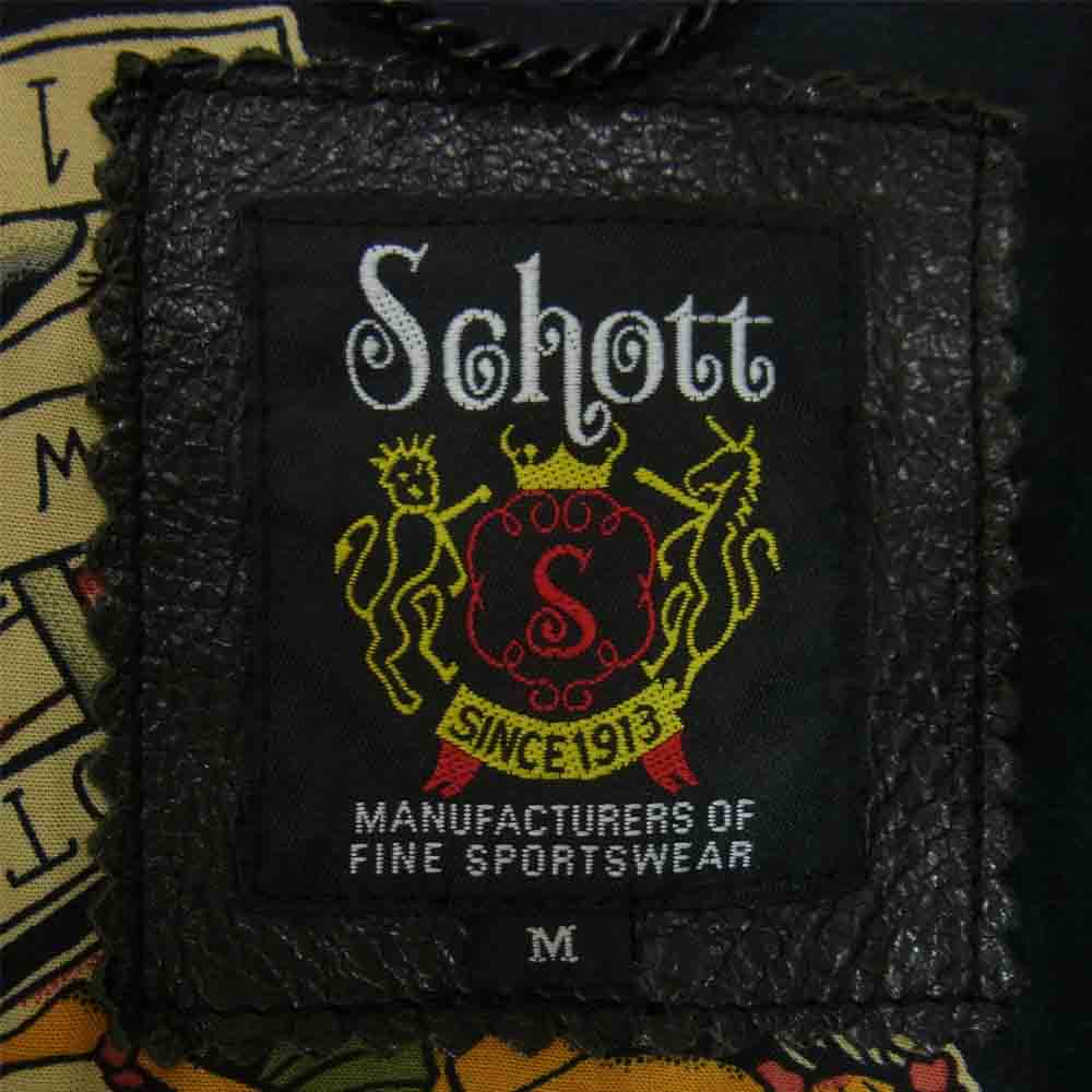 schott ショット 3191050 C.R.J HAWAIIAN LINING クラシック レーサー ジャケット シープスキン ライダース ブラック系 M【中古】