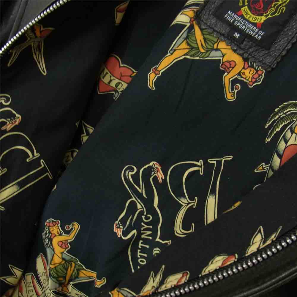 schott ショット 3191050 C.R.J HAWAIIAN LINING クラシック レーサー ジャケット シープスキン ライダース ブラック系 M【中古】