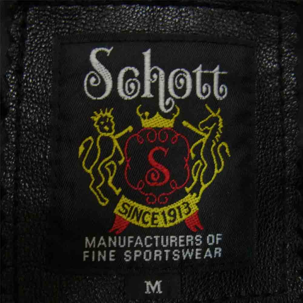 schott ショット 3191052 CAFE RACER JACKET MANY PATCHES カフェレーサー ジャケット ラムレザー ライダース ブラック系 M【中古】