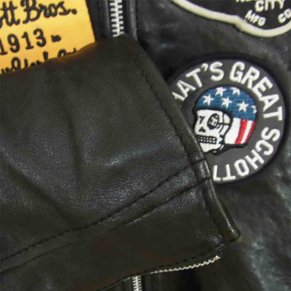 schott ショット 3191052 CAFE RACER JACKET MANY PATCHES カフェレーサー ジャケット ラムレザー ライダース ブラック系 M【中古】