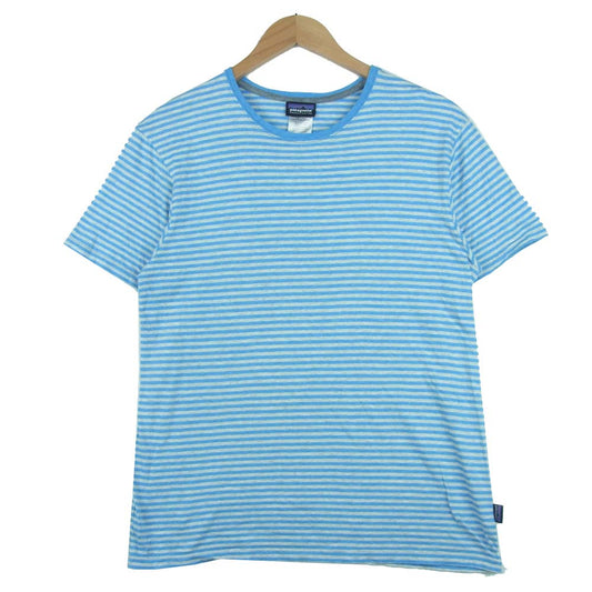 patagonia パタゴニア 52440 Daily Tee デイリー ボーダー 半袖 Tシャツ ライトブルー系 ライトグレー系 S【中古】