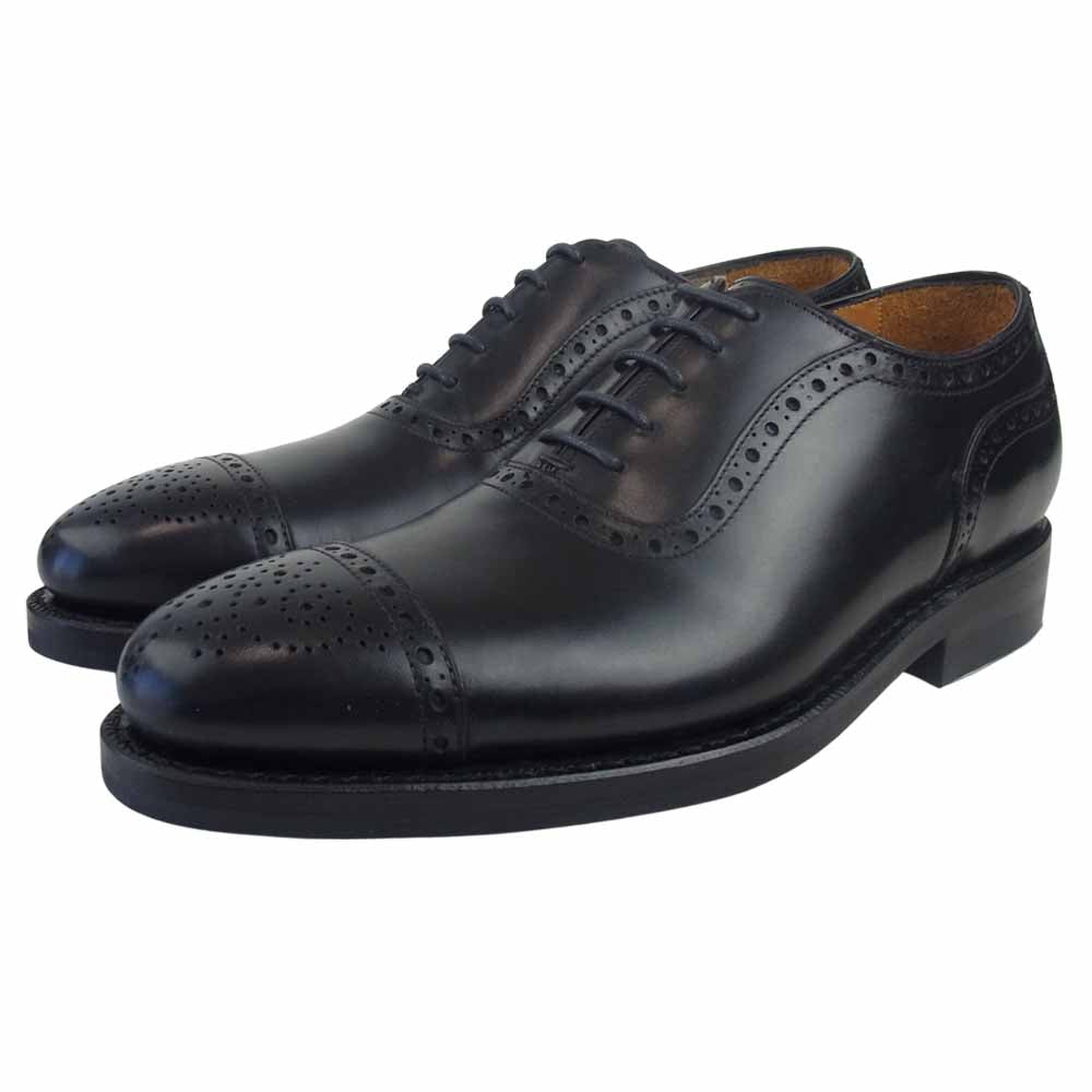 JALAN SRIWIJAYA ジャランスリウァヤ 98441 セミブローグ シューズ DAINITE SOLE ダイナイトソール カーフレザー UK5 ブラック ブラック系 5【極上美品】【中古】