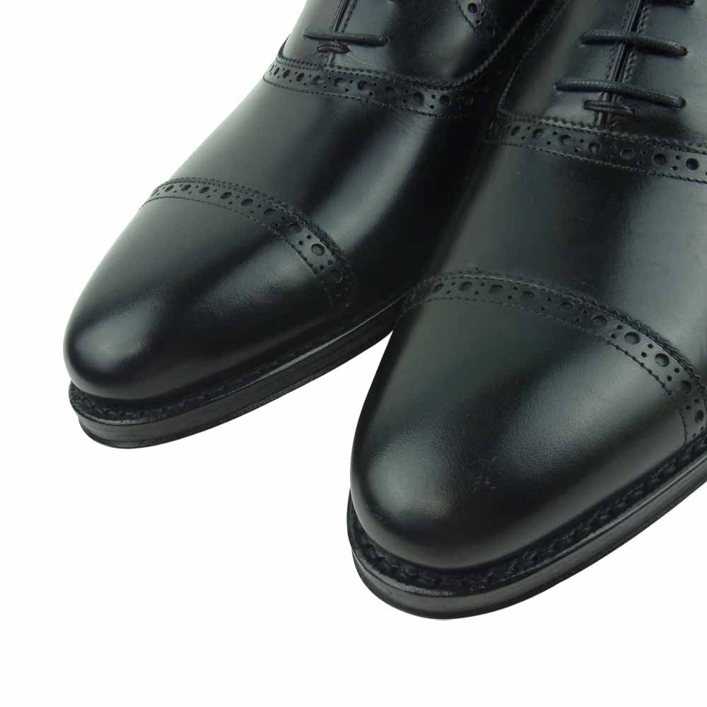 JALAN SRIWIJAYA ジャランスリウァヤ 98409 クォーター ブローグ シューズ レザーソール カーフレザー ブラック系 UK8.5【美品】【中古】