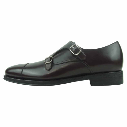 JALAN SRIWIJAYA ジャランスリウァヤ 98374 ダブルモンク ストラップ シューズ DAINITE SOLE ダイナイトソール カーフレザー ダークブラウン系 9【極上美品】【中古】