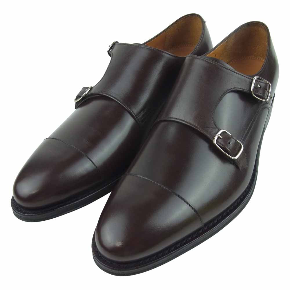 JALAN SRIWIJAYA ジャランスリウァヤ 98374 ダブルモンク ストラップ シューズ DAINITE SOLE ダイナイトソール カーフレザー ダークブラウン系 9【極上美品】【中古】