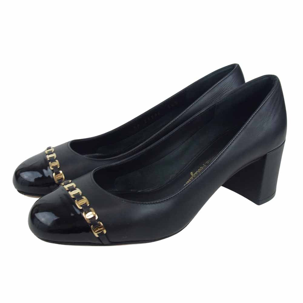 Salvatore Ferragamo サルヴァトーレフェラガモ 704010 AVELLA パンプス ブラック系 5.5【中古】