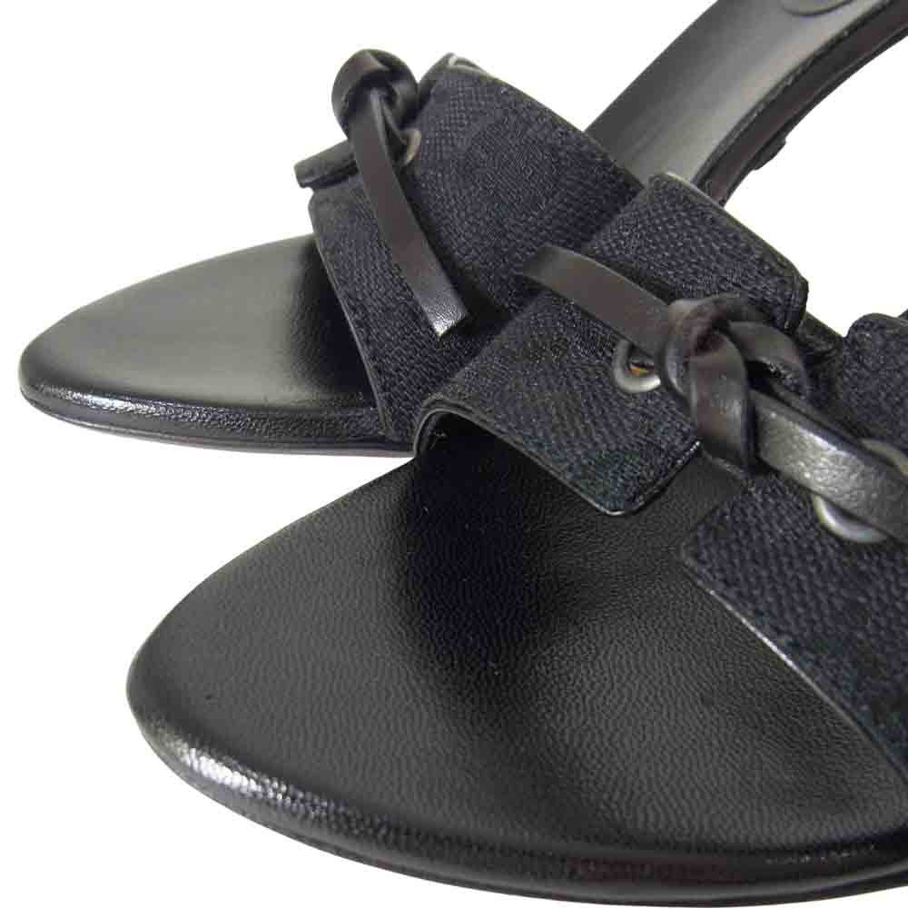 GUCCI グッチ GGキャンバス リボン ハイヒール サンダル ブラック系 4 C【中古】