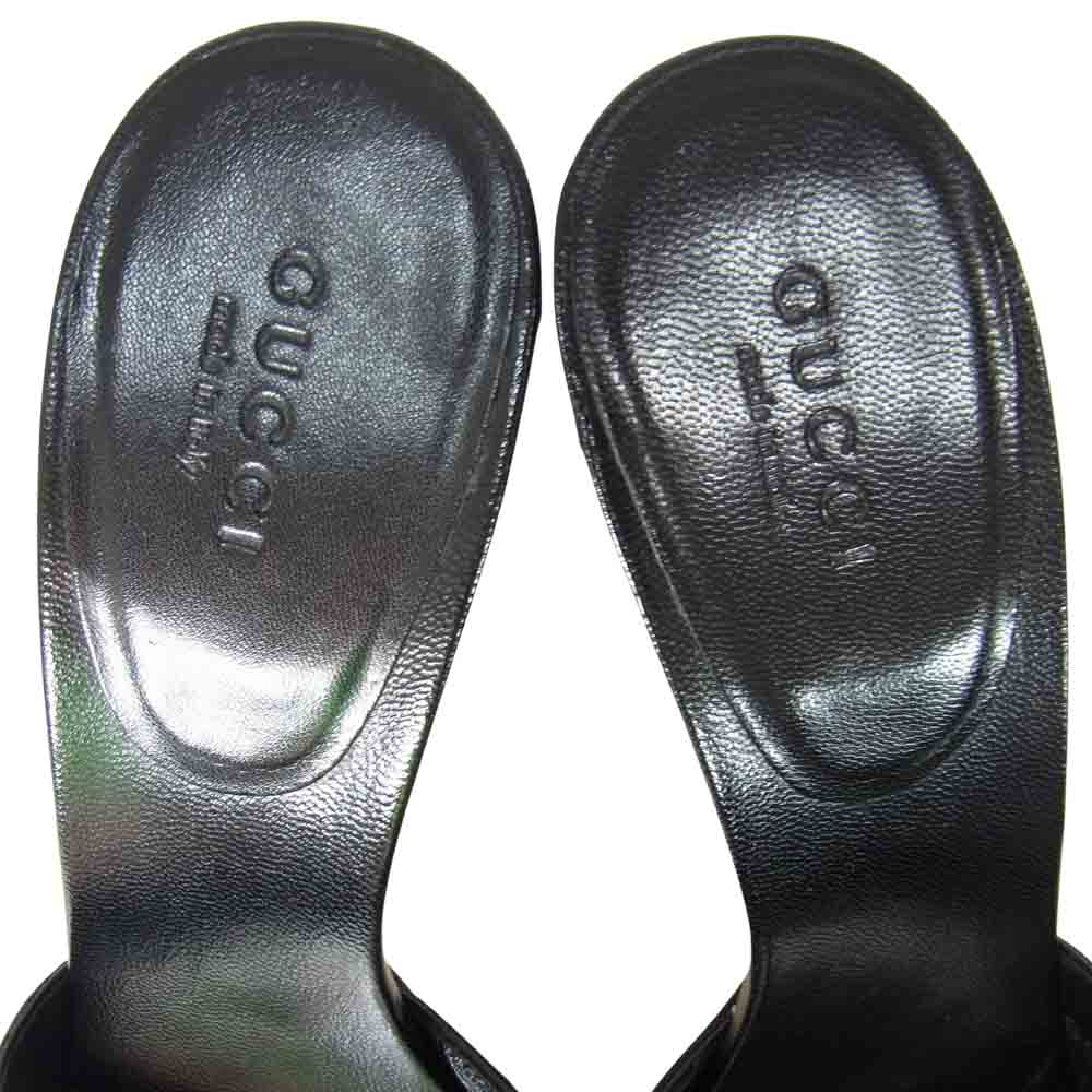GUCCI グッチ GGキャンバス リボン ハイヒール サンダル ブラック系 4 C【中古】