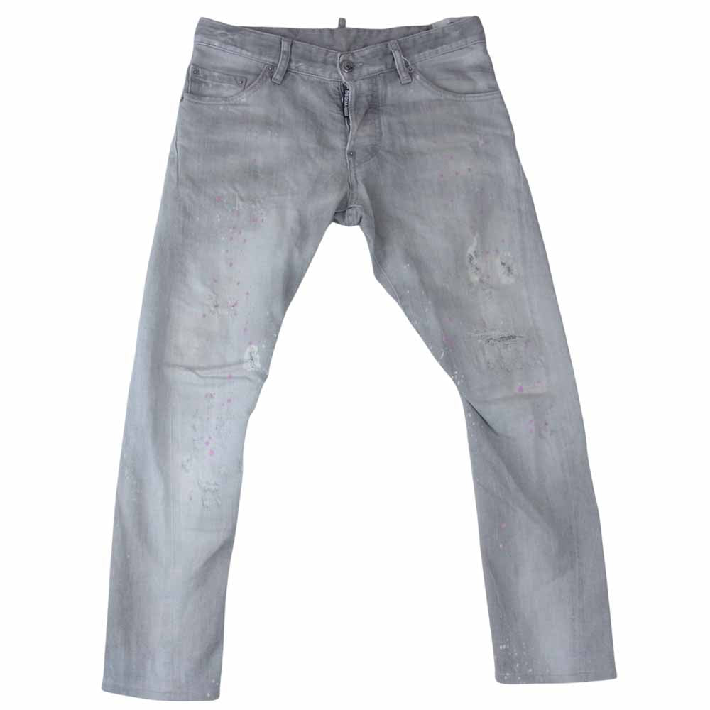 DSQUARED2 ディースクエアード S71LA0877 ペイント加工 ダメージ デニム パンツ グレー系 42【中古】