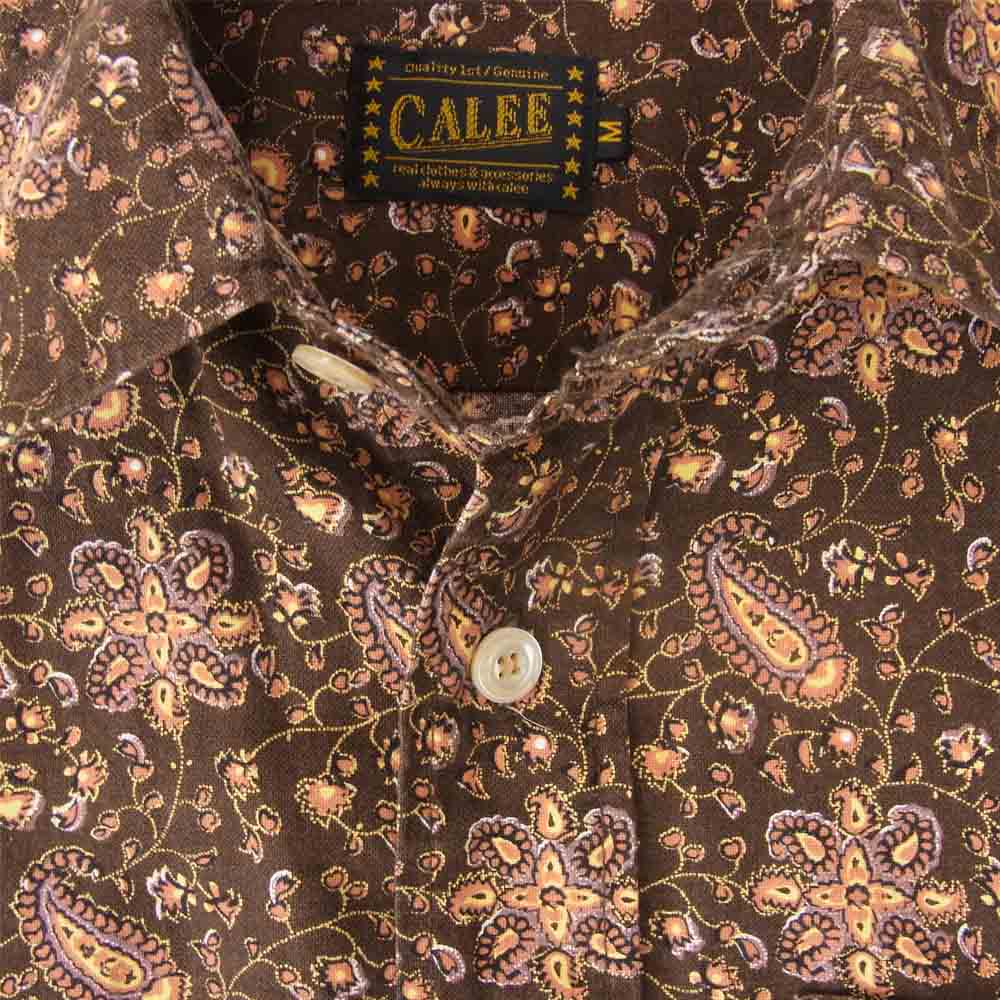 CALEE キャリー コットン 総柄 ペイズリー 長袖 シャツ ブラウン系 M【中古】