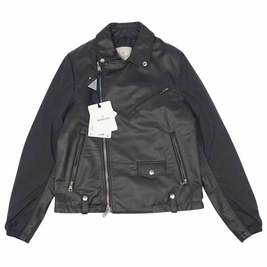 MONCLER モンクレール 国内正規品 MASSART マッサート レザー ダウン 切替 ダブルライダース ブラック系 2【新古品】【未使用】【中古】