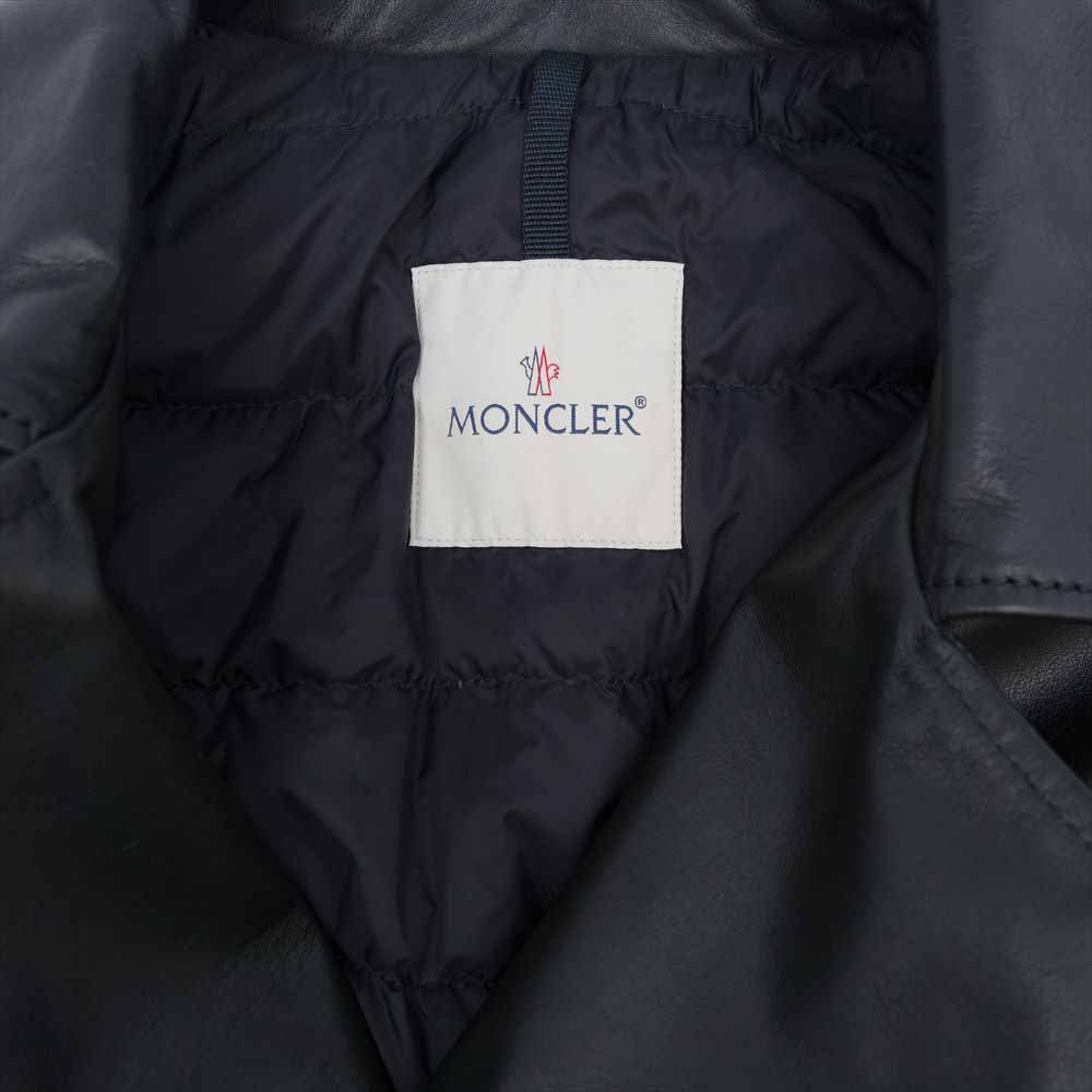MONCLER モンクレール 国内正規品 MASSART マッサート レザー ダウン 切替 ダブルライダース ブラック系 2【新古品】【未使用】【中古】