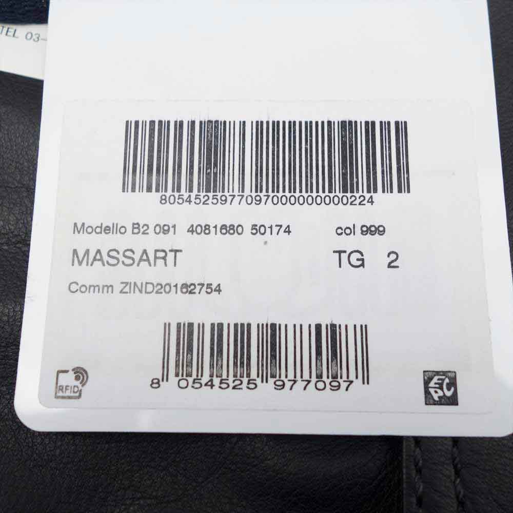 MONCLER モンクレール 国内正規品 MASSART マッサート レザー ダウン 切替 ダブルライダース ブラック系 2【新古品】【未使用】【中古】