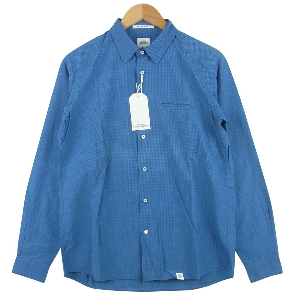 ベドウィン & ザ ハートブレイカーズ 16SB1510 L/S ELBOW PATCH SHIRT EASTON エルボーパッチ ギンガム 長袖 シャツ ブルー系 2【新古品】【未使用】【中古】