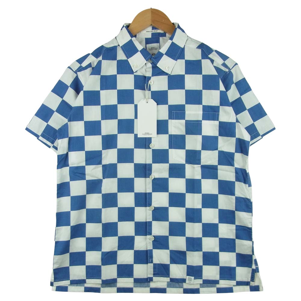 ベドウィン & ザ ハートブレイカーズ 18SB1586 BD CHECKER SHIRT TAYLOR チェッカー柄 半袖 シャツ ブルー系 2【新古品】【未使用】【中古】