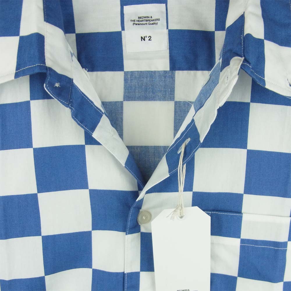ベドウィン & ザ ハートブレイカーズ 18SB1586 BD CHECKER SHIRT TAYLOR チェッカー柄 半袖 シャツ ブルー系 2【新古品】【未使用】【中古】