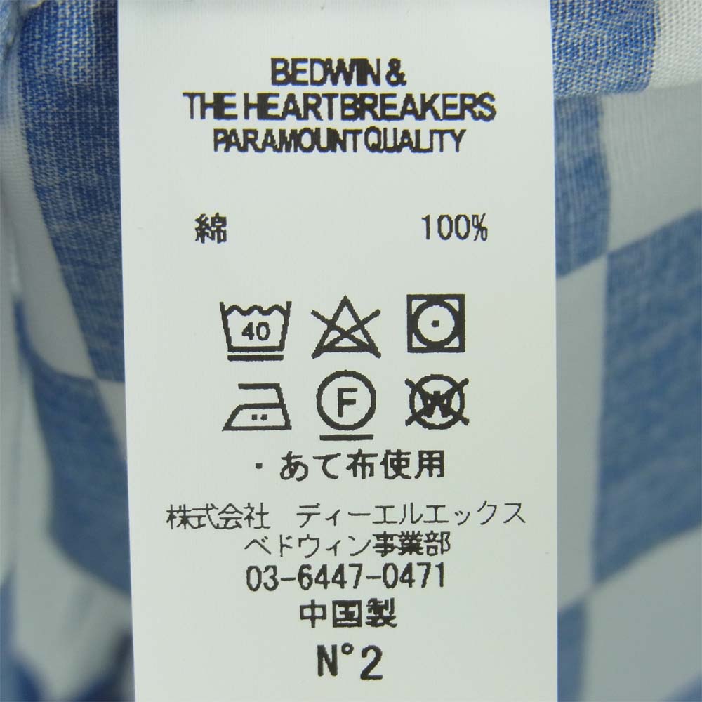 ベドウィン & ザ ハートブレイカーズ 18SB1586 BD CHECKER SHIRT TAYLOR チェッカー柄 半袖 シャツ ブルー系 2【新古品】【未使用】【中古】