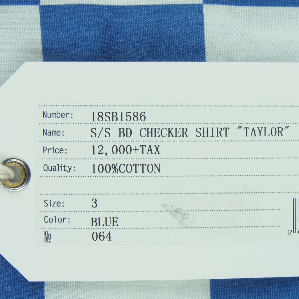 ベドウィン & ザ ハートブレイカーズ 18SB1586 BD CHECKER SHIRT TAYLOR チェッカー柄 半袖 シャツ ブルー系 ホワイト系 3【新古品】【未使用】【中古】