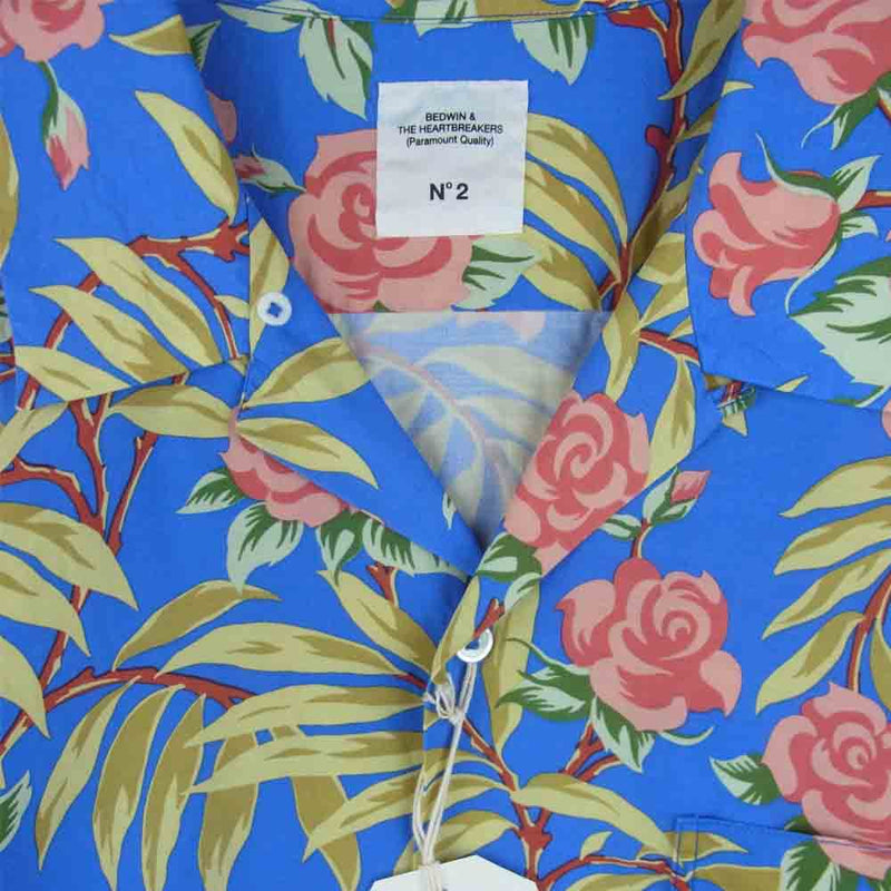 ベドウィン & ザ ハートブレイカーズ 17SB1540 S/S OG ALOHA OPEN SHIRT FD ROGERS アロハ 半袖 シャツ ライトブルー系 2【新古品】【未使用】【中古】