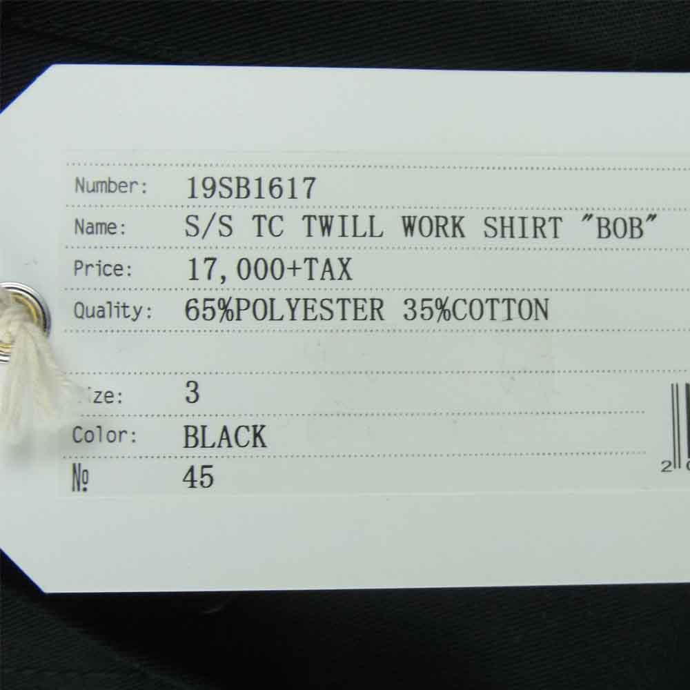 ベドウィン & ザ ハートブレイカーズ 19SB1617 S/S TC TWILL WORK SHIRT BOB ワーク 半袖 シャツ ブラック系 3【新古品】【未使用】【中古】
