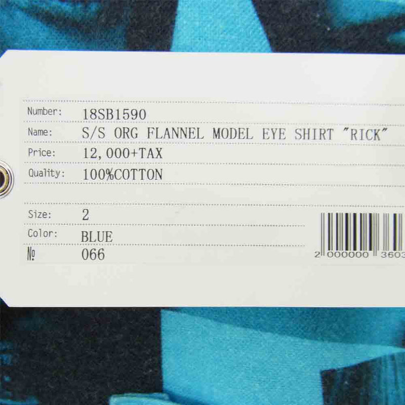 ベドウィン & ザ ハートブレイカーズ 18SB1590 S/S ORG FLANNEL MODEL EYE SHIRT RICK モデルアイ ブルー系 2【新古品】【未使用】【中古】