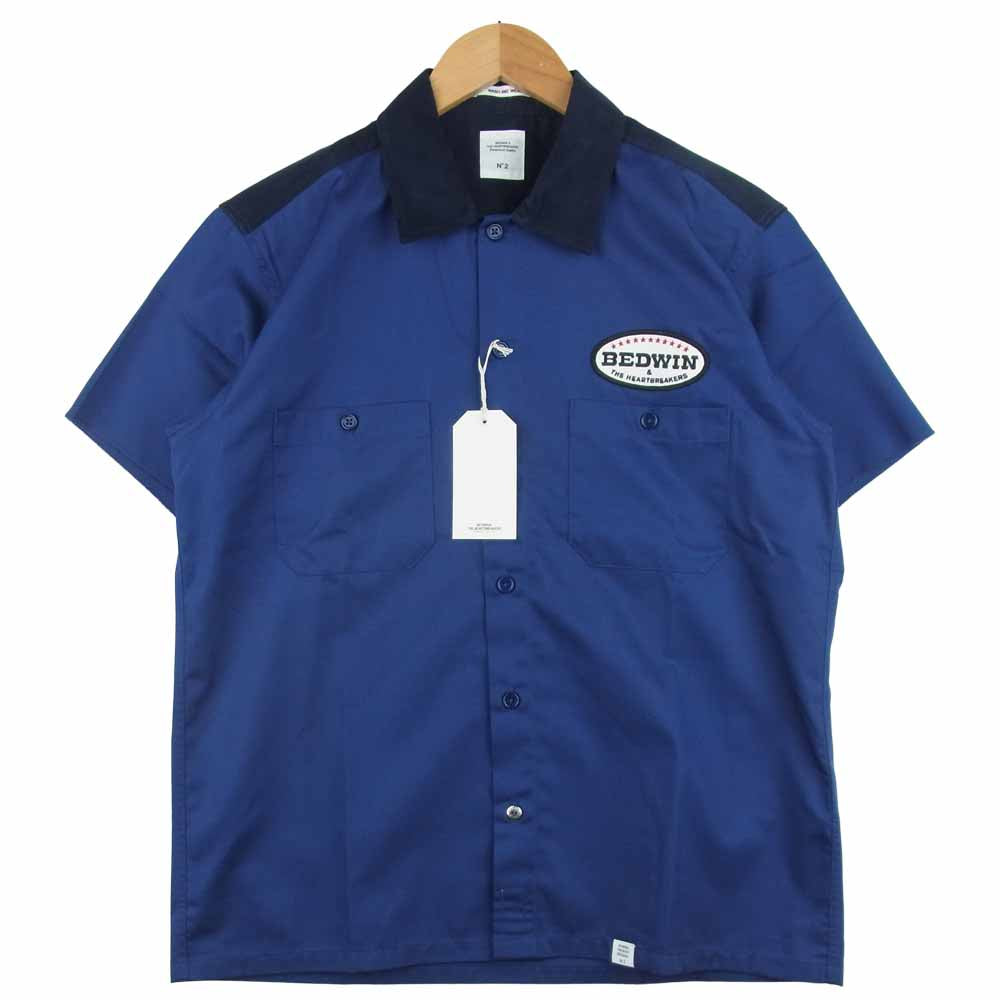 ベドウィン & ザ ハートブレイカーズ 19SB1617 S/S TC TWILL WORK SHIRT BOB 半袖 ワーク シャツ ネイビー系 2【新古品】【未使用】【中古】