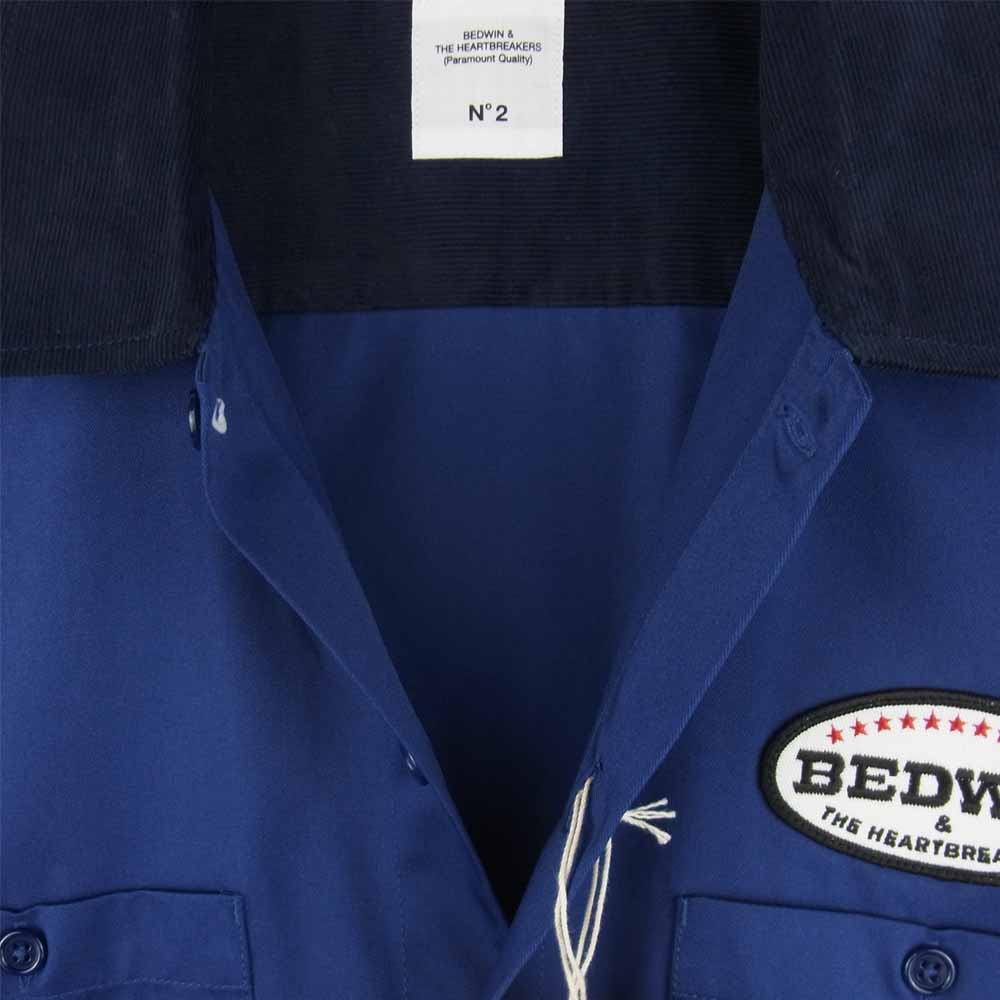 ベドウィン & ザ ハートブレイカーズ 19SB1617 S/S TC TWILL WORK SHIRT BOB 半袖 ワーク シャツ ネイビー系 2【新古品】【未使用】【中古】