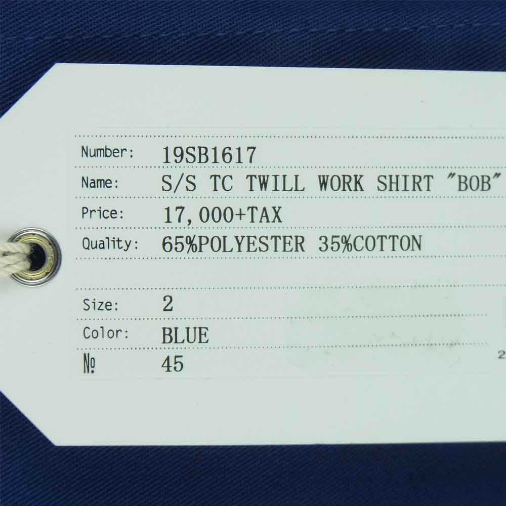 ベドウィン & ザ ハートブレイカーズ 19SB1617 S/S TC TWILL WORK SHIRT BOB 半袖 ワーク シャツ ネイビー系 2【新古品】【未使用】【中古】