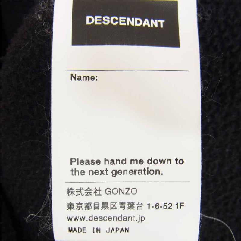 DESCENDANT ディセンダント 202atds-csm39 PARA FLEECE SHIRT フリースシャツ ブラック系 3【中古】