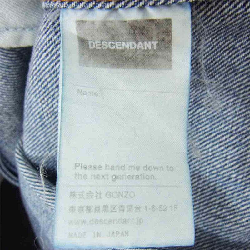 DESCENDANT ディセンダント 202BRDS-JKM02 RANCH DENIM JACKET INDIGO ランチ デニム ジャケット  インディゴブルー系 3【美品】【中古】