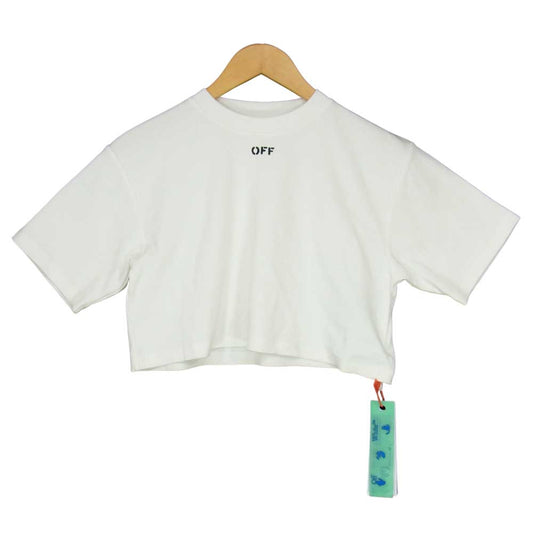 OFF-WHITE オフホワイト RIB CROPPED CASUAL TEE レディース クロップド Tシャツ ホワイト ホワイト系 S【新古品】【未使用】【中古】